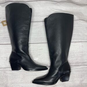 Dolce Vita Women’s 6 Raj Extra Wide Calf Black Leather Knee High Boots